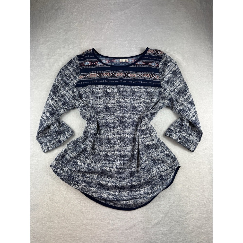Antilia Femme Aztec Southwest 3/4 Blouse Large Career Causal
